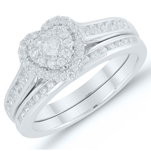  Caressa 10k White Gold 12CT. T.W. Diamond Heart Shape Composite Bridal Set by Caressa