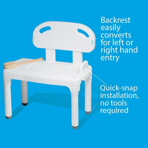 Carex Health Brands Carex Universal Tub Transfer Bench - Bath And Shower Bench Seat - Chair Converts to Right or Left Hand Entry