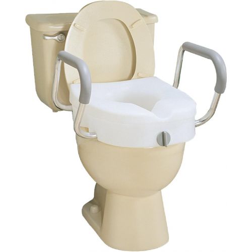  Carex Health Brands Carex E-Z Lock Raised Toilet Seat With Handles, Adds 5 Inches to Toilet Height, Toilet Seat Riser For Elderly or Handicap