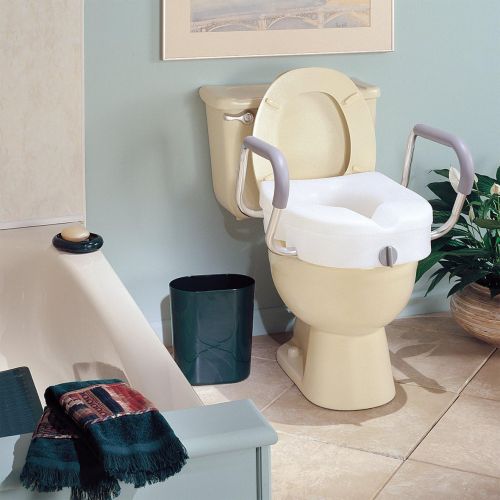  Carex Health Brands Carex E-Z Lock Raised Toilet Seat With Handles, Adds 5 Inches to Toilet Height, Toilet Seat Riser For Elderly or Handicap