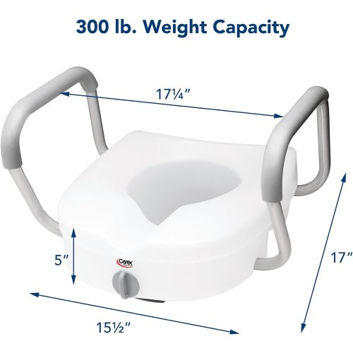  Carex Health Brands Carex E-Z Lock Raised Toilet Seat With Handles, Adds 5 Inches to Toilet Height, Toilet Seat Riser For Elderly or Handicap