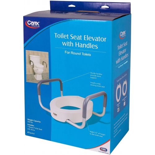  Carex Health Brands Carex Raised Toilet Seat With Handles - For Standard Round Toilets - Adds 3.5 Inches to Toilet Height - Toilet Seat Riser For Handicap and Seniors