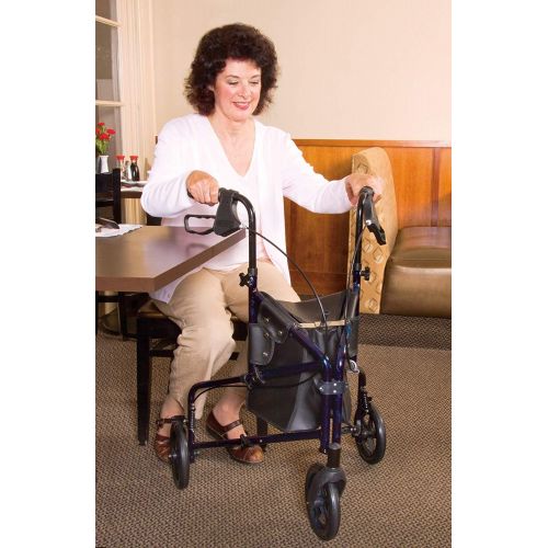  Carex Health Brands Carex 3 Wheel Walker For Seniors, Foldable, Rollator Walker With Three Wheels, Height Adjustable Handles