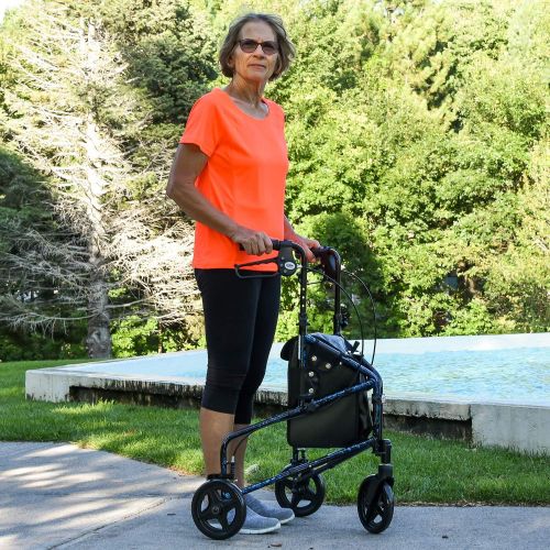  Carex Health Brands Carex 3 Wheel Walker For Seniors, Foldable, Rollator Walker With Three Wheels, Height Adjustable Handles