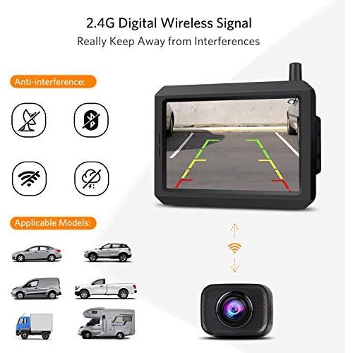  Cargoplay K7PRO Digital Wireless Reversing Camera Set, Supports 2 Cameras, Wireless Reversing Camera with Stable Signal, 5 Inch HD Monitor, Wireless Reversing Camera with IP68 Waterproof Cam