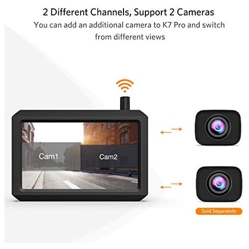  Cargoplay K7PRO Digital Wireless Reversing Camera Set, Supports 2 Cameras, Wireless Reversing Camera with Stable Signal, 5 Inch HD Monitor, Wireless Reversing Camera with IP68 Waterproof Cam