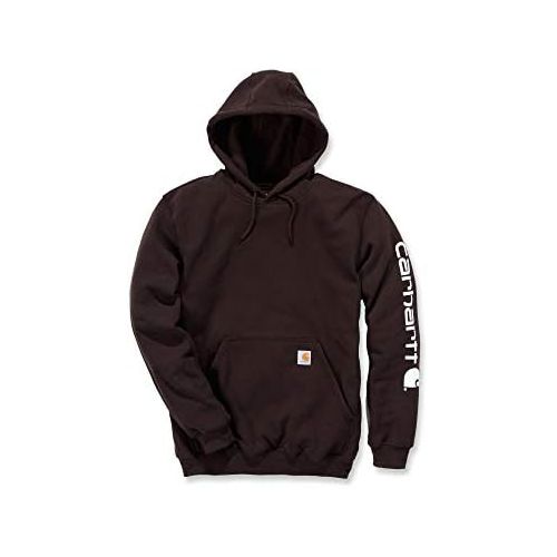  Carhartt Mens Signature Sleeve Logo Hooded Sweatshirt Hooded LRG TLL Dark Brown