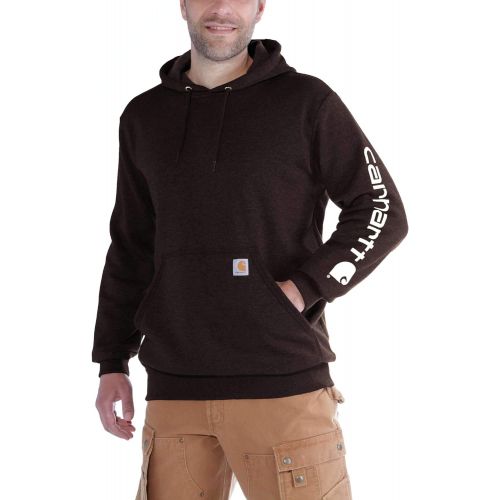  Carhartt Mens Signature Sleeve Logo Hooded Sweatshirt Hooded LRG TLL Dark Brown