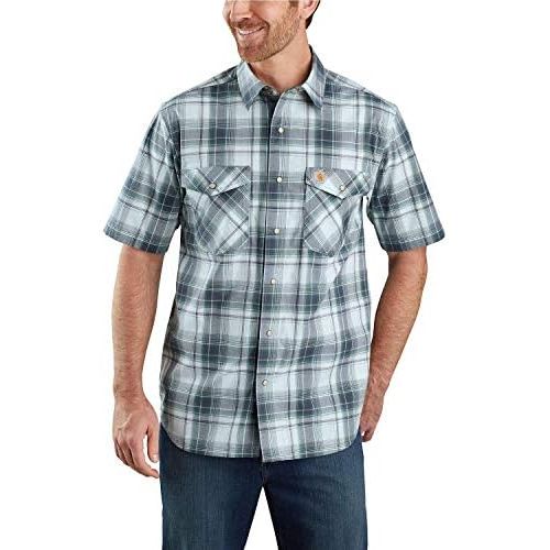  Carhartt Mens 104171 Rugged Flex Relaxed Fit Lightweight Snap-Front Plaid Shir - Large - Bluestone