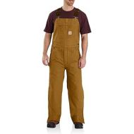 Carhartt Mens Quilt Lined Washed Duck Bib Overalls, Brown, Medium/Short