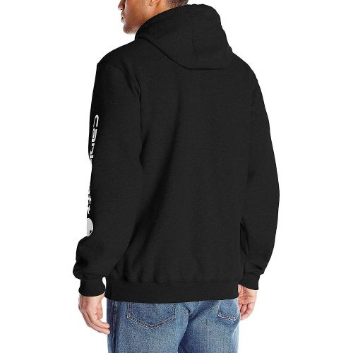  Carhartt Mens Midweight Signature Sleeve Logo Hooded Sweatshirt XLarge Tall Black