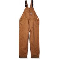 Carhartt Mens Big & Tall Quilt Lined Washed Duck Bib Overalls, Brown, X-Large/Tall