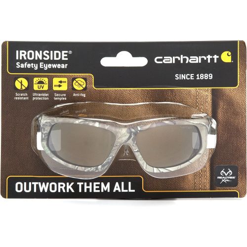  Carhartt Ironside Safety Glasses, Retail Clamshell Packaging, Realtree Xtra Frame, Antique Mirror Anti-Fog Lens