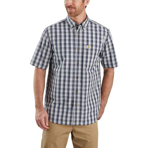  Carhartt Mens 104174 Relaxed Fit Lightweight Plaid Shirt - 2X-Large Regular - Bluestone