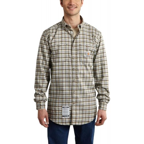  Carhartt Mens Flame Resistant Classic Plaid Long Sleeve Woven Shirt