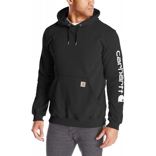  Carhartt mens Signature Sleeve Logo Hooded Size fashion sweatshirts, Black, 3X-Large Tall US