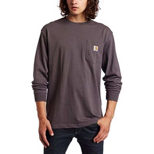  Carhartt Mens Workwear Pocket LS T Shirt, Charcoal, LRG REG