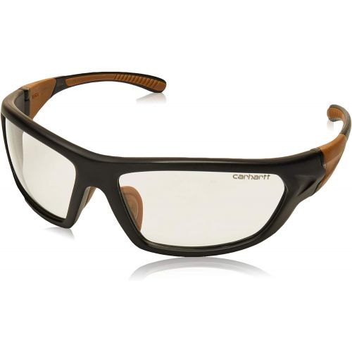  Carhartt Carbondale Safety Glasses with Clear Anti-fog Lens Black/Tan Frame, One Size