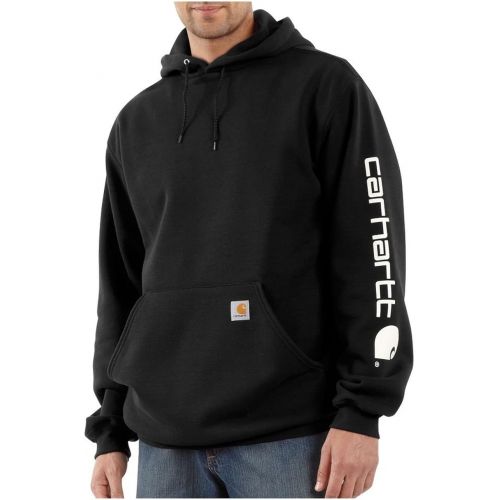  Carhartt K288BLK Black Midweight Logo Sleeve Sleeve Hooded Sweashirt-2X Large Tall