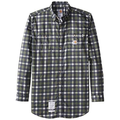  Carhartt Mens Big & Tall Flame Resistant Classic Plaid Long Sleeve Woven Shirt