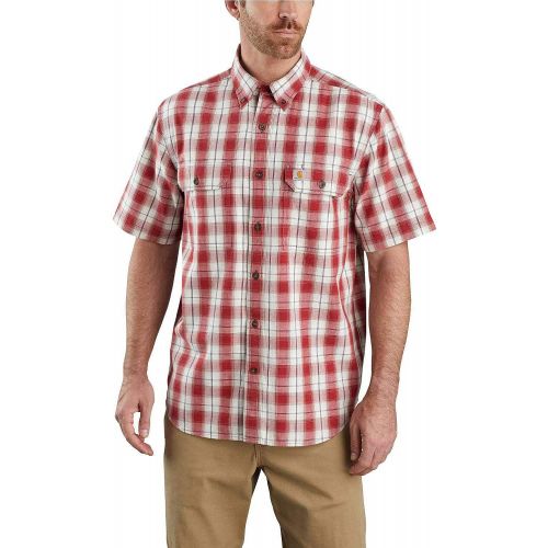  Carhartt Mens 104175 Original Fit Midweight Plaid Shirt - X-Large - Dark Barn Red