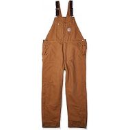 Carhartt Mens Quilt Lined Washed Duck Bib Overalls, Brown, Large