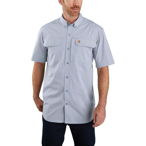  Carhartt Mens 104258 Force Lightweight Plaid Shirt - Large - Soft Blue Heather