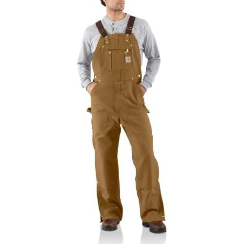  Carhartt Mens R37 Duck Zip-to-Thigh Bib Overall - Unlined