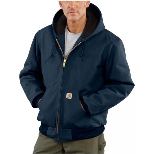  Carhartt Mens J140 Duck Active Jacket - Quilted Flannel Lined - Large - Dark Navy