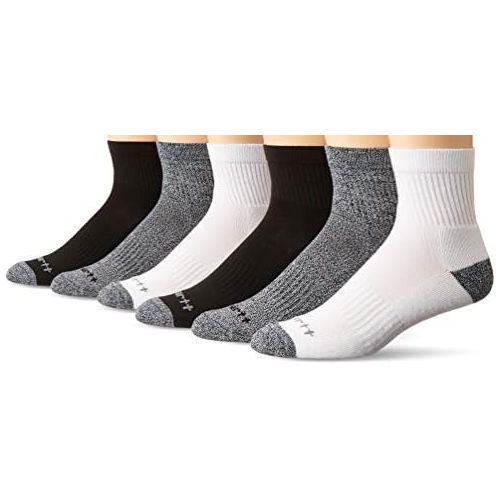  Carhartt Mens All Season Ankle Socks 6 Pair, Black/Grey, Grey/Grey, White/Grey, Shoe Size: 6-12