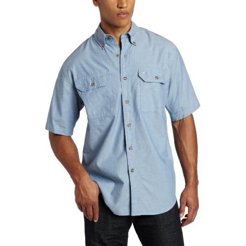  Carhartt Mens Big & Tall Fort Short Sleeve Shirt Lightweight Chambray Button