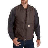 Carhartt Mens Dark Washed Duck Insulated Rib-Collar Work Vest