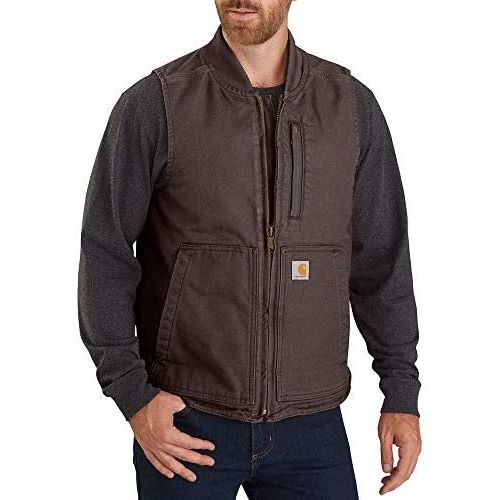  Carhartt Mens Dark Washed Duck Insulated Rib-Collar Work Vest