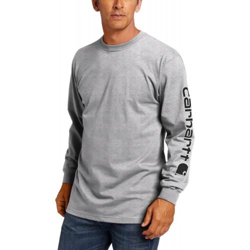  Carhartt Mens Big & Tall Signature-Sleeve Logo Long-Sleeve T-Shirt