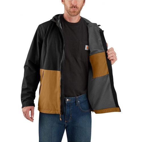  Carhartt Mens Storm Defender Midweight Hooded Jacket, Black Brown, X-Large