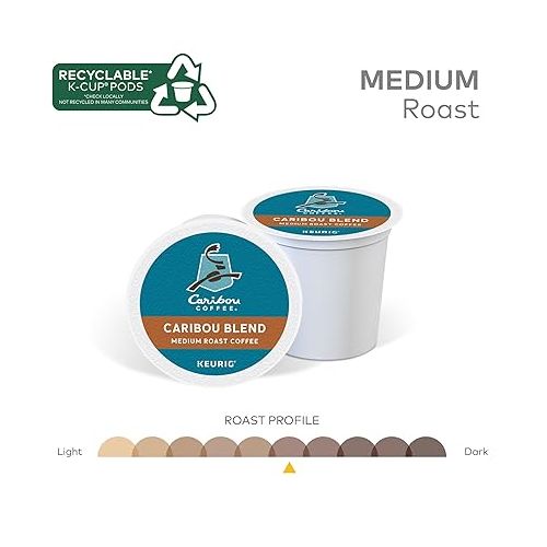  Caribou Coffee Caribou Blend Keurig Single-Serve K-Cup Pod, Medium Roast Coffee, 60 Count (6 Packs of 10)