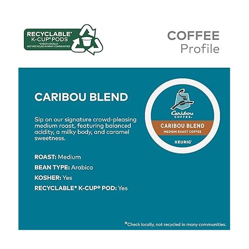  Caribou Coffee Caribou Blend Keurig Single-Serve K-Cup Pod, Medium Roast Coffee, 60 Count (6 Packs of 10)