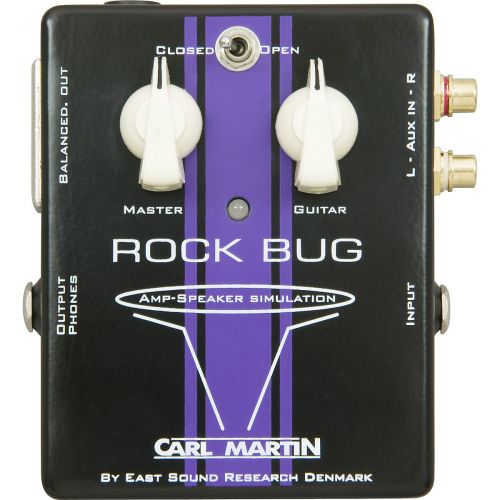  Carl Martin},description:The Carl Martin Rock Bug is an amp speaker simulator and headphone rehearsal unit that operates on a single 9v battery. Just plug your guitar (with or with