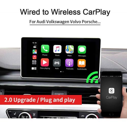  [아마존베스트]Wireless CarPlay Adapter Carlinkit 2.0 Wired to Wireless CarPlay/Compatible with Factory Carplay Cars Audi/Porsche/Volvo/Volkswagen etc, Wireless Carplay Dongle, CPC200-U2W-Plus, T