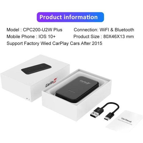  [아마존베스트]Carlinkit 2.0 Wireless CarPlay Adapter USB for Factory Wired CarPlay Cars (Model Year: 2019-2020), Wireless CarPlay Dongle Convert Wired to Wireless Carplay