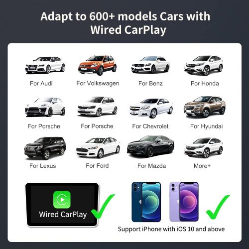  [아마존베스트]Carlinkit 2.0 Wireless CarPlay Adapter Dongle for Factory Wired CarPlay Cars (Model Year: 2017 2018 2019), Convert Wired to Wireless Carplay, Cplay 2air Black