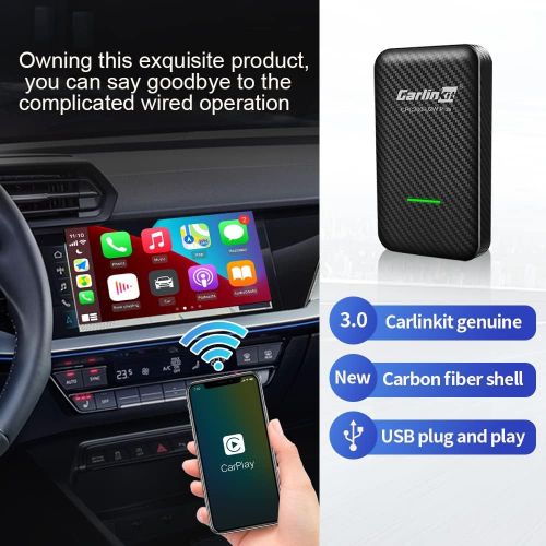  [아마존베스트]Wireless CarPlay Adapter Dongle Carlinkit 2.0 for Factory Wired CarPlay Cars (Model Year: 2020 2021), Convert Wired to Wireless Carplay, Black