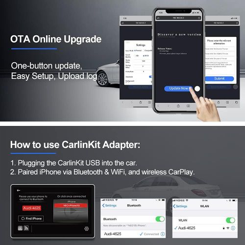  2022 Wireless CarPlay Adapter U2W CarlinKit Wireless CarPlay Dongle for Audi/Volkswagen/Volvo Cars with Original Factory CarPlay, Supports iOS 13+, OTA Online Upgrade…