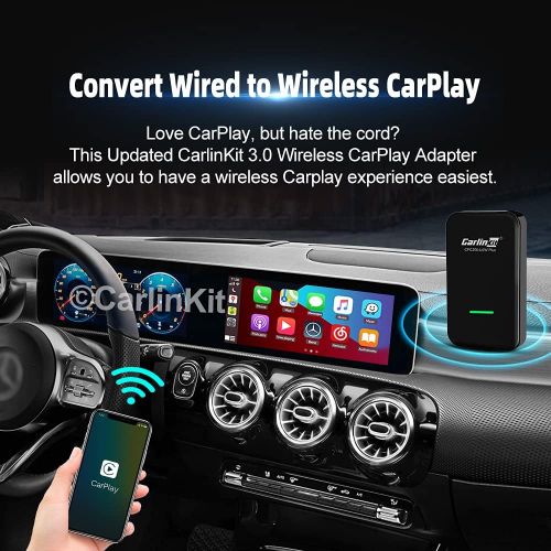  2022 Wireless CarPlay Adapter U2W CarlinKit Wireless CarPlay Dongle for Audi/Volkswagen/Volvo Cars with Original Factory CarPlay, Supports iOS 13+, OTA Online Upgrade…