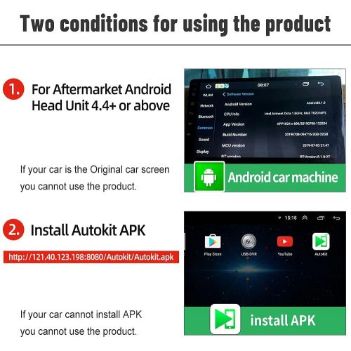  CarlinKit Wireless CarPlay&Wired Android Auto USB Dongle fit for Android Car Radio with Android System 4.4.2 or Above,for iOS 10 +,Android 11 +(Only Support Install Autokit app in