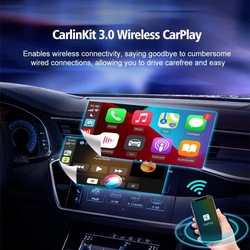  2022 CarlinKit 3.0 Wireless CarPlay Adapter for iOS - Upgrade Built-in Wired Carplay to Wireless Carplay Dongle - CarlinKit Easy-to-Install Plug & Play Seamless Automatic Connectio