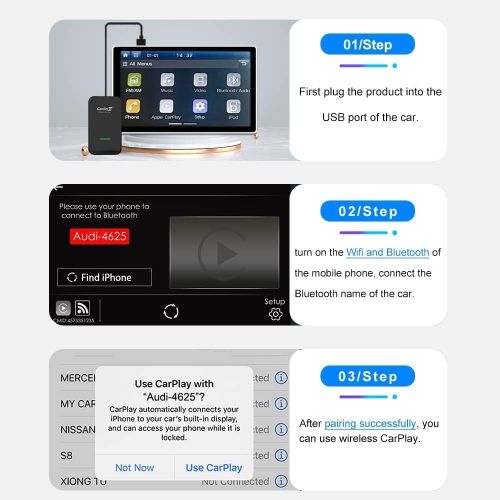  2022 Carlinkit Wireless CarPlay Adapter, Compatible with All Factory Apple CarPlay Cars, CarPlay Wireless Dongle/ Wired to Wireless CarPlay, CPC200-U2W-Plus Black, 3.0 Newest Versi