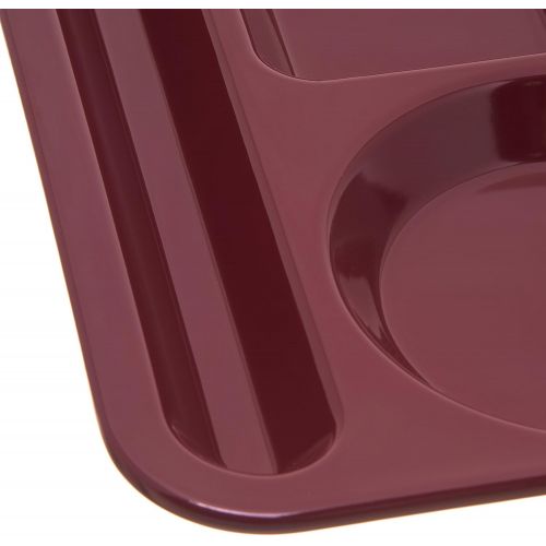  Carlisle 4398085 Left-Hand Heavy Weight 6-Compartment Cafeteria / Fast Food Tray, 10 x 14, Dark Cranberry (Pack of 12)