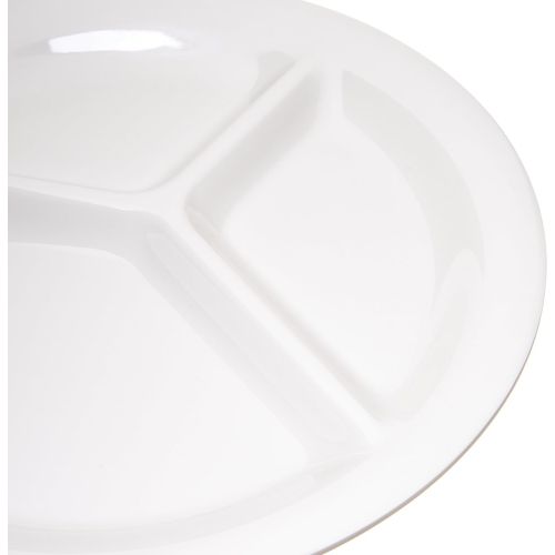  Carlisle 4300042 Durus Narrow Rim Melamine 3-Compartment Divided Plate, 10.5, Bone (Pack of 12)