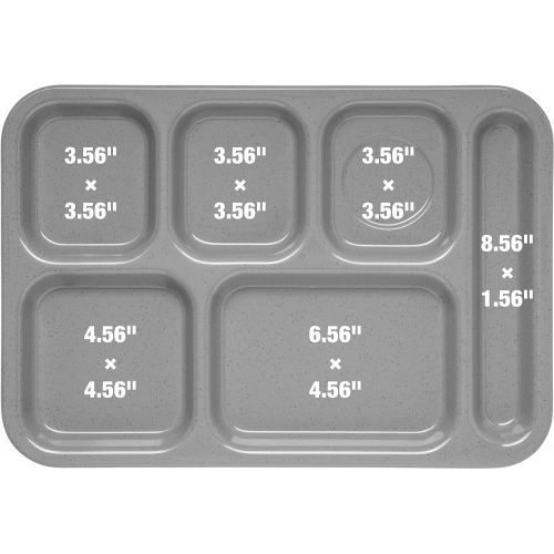 Carlisle 4398992 Right-Hand Heavy Weight 6-Compartment Cafeteria/Fast Food Tray, 10 x 14, Sandshade